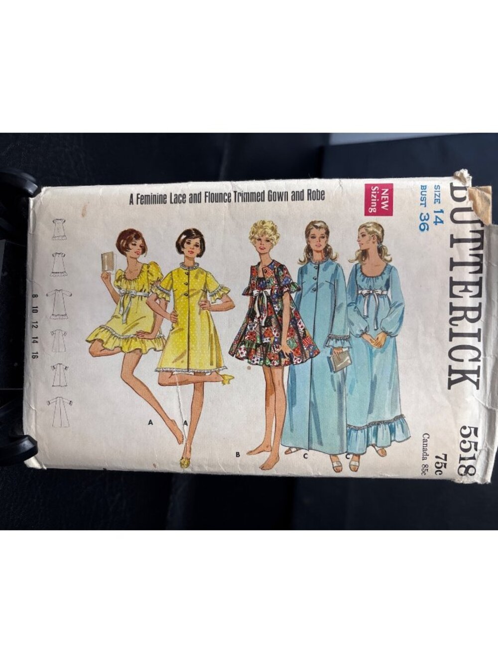 Butterick 5518 Misses Gown Robe Sewing Pattern Size 14